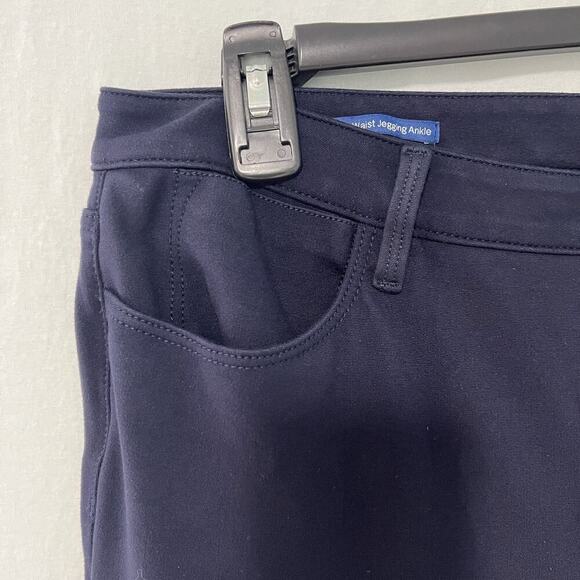 Talbots 14P Navy Blue Ponte Knit Pants Stretch Slimming High Waist Jegging Ankle - Picture 3 of 9